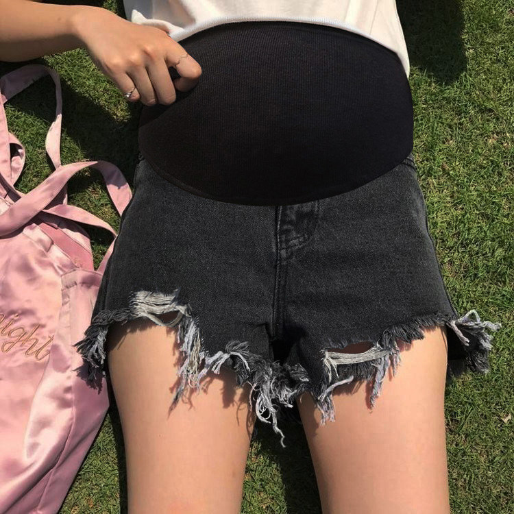 孕妇裤子牛仔短裤破洞潮妈打底裤 沐月母婴孕妇打底裤