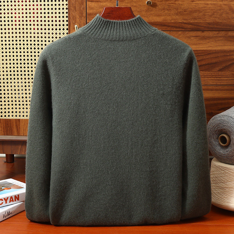 男士100%纯山羊绒羊毛衫半高领纽扣毛衣中年秋冬季舒适保暖针织衫,淘宝优惠券,粉丝福利购,淘宝优惠卷