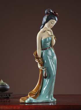 石湾公仔陶瓷摆件新中式客厅仕女