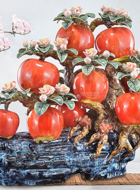 摆件陶瓷工艺苹果桃子多福多寿