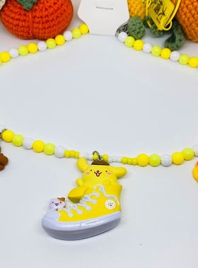 小清新黄色系鞋子布丁狗手工项链女 卡通可爱颈链diy不掉色学生女