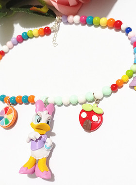 原创可爱的黛西米老鼠彩色串珠时尚颈链锁骨链短款项链颈链女儿童