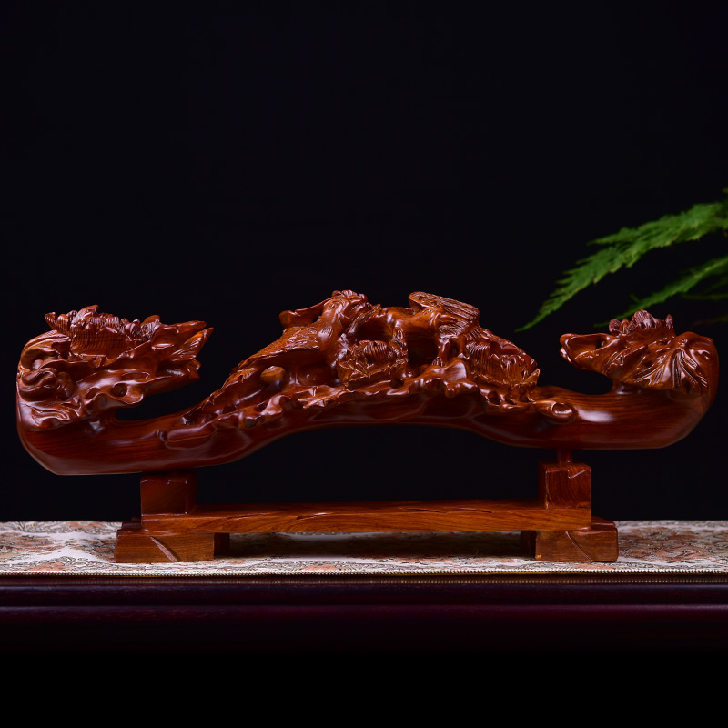 木雕如意摆件风水招财工艺品红木摆件乔迁新居礼品客厅家居装饰品