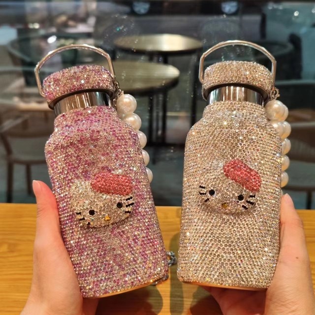 保温杯满钻镶钻奢华髙颜值便携韩式KT猫不锈钢水杯网红生日礼物,淘宝优惠券,粉丝福利购,淘宝优惠卷