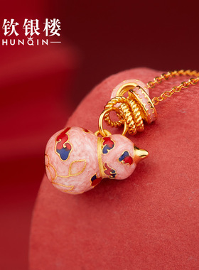 顺钦银楼足银栖春项链新中式礼物