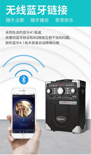 戴乐S8无线蓝牙音响大功率广场舞音响户外便携手提肩背无线麦k歌 - 图1