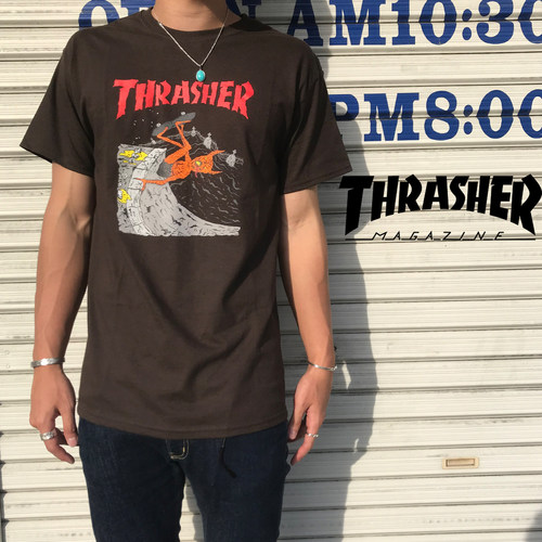 Thrasher限定新款恶魔滑板美版潮牌嘻哈街头休闲火焰短袖T恤tee-图1