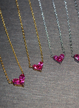 原版定制红宝石爱心项链925银桃心锁骨链Star神秘的心 纯银包售后