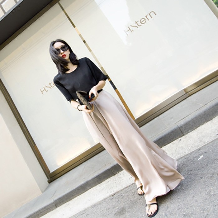 雪纺女夏高腰垂感宽松显瘦夏阔腿裤 蔡小姐Studio休闲裤