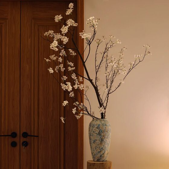 High-end simulated wood ginger antique floral and green plant ornaments