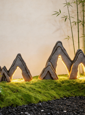 高端仿真石头发光造景园林配件商业景观美陈假山落地组合摆件装饰