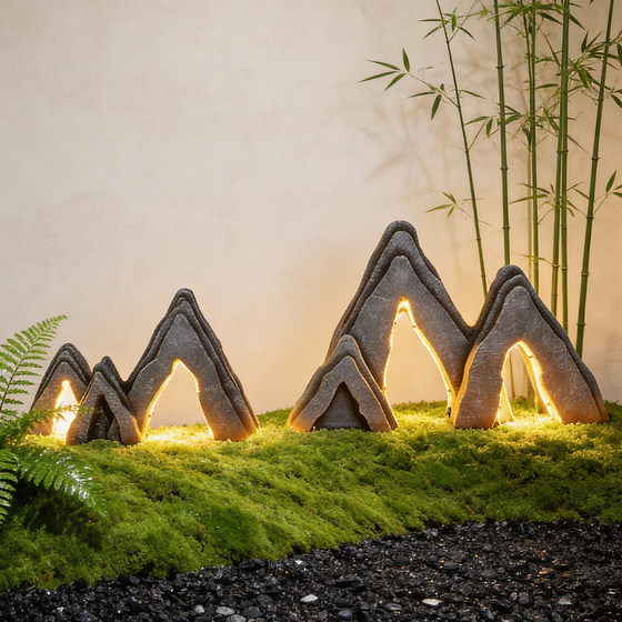 Simulated fiberglass stone atmosphere decorative lights landscaping garden accessories landscape rockery display floor-standing combination ornaments
