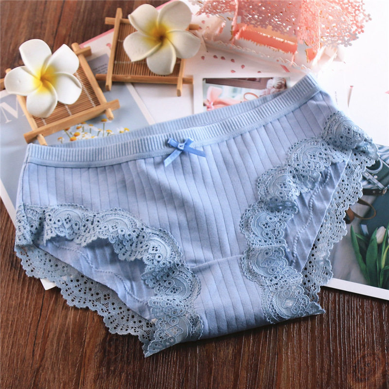 4条蕾丝边内裤女纯棉抗菌中低腰全棉100%少女性感2025新款三角裤,淘宝优惠券,粉丝福利购,淘宝优惠卷