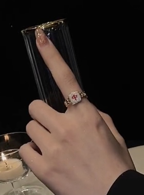 设计师时尚麻将红中戒指食指个性