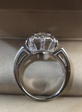 复古戴妃款固定圈口925银莫桑钻