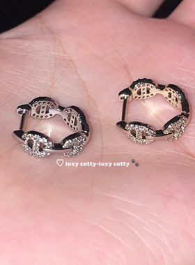 lazycatty精致镶钻银色耳环女