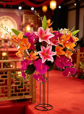 仿真百合花婚庆花材假花高枝玉兰装饰婚礼花艺客厅插花仿真花卉