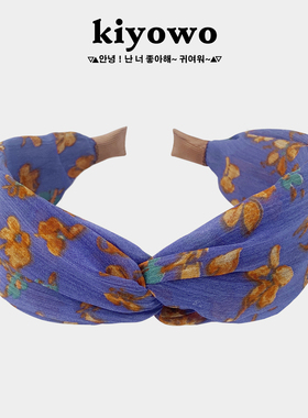 洋气时尚碎花扭结宽边不勒头发箍