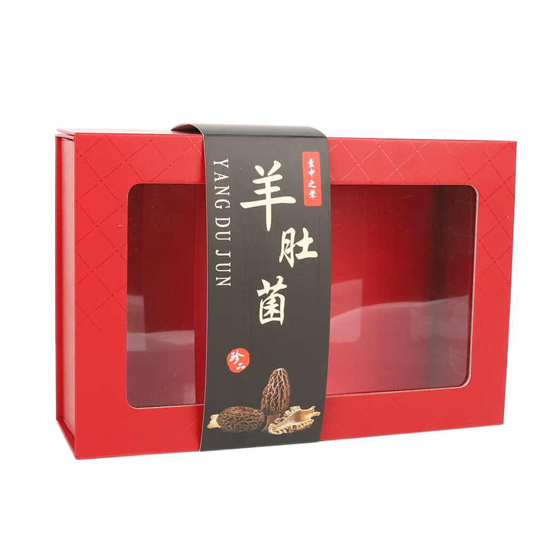 红色通用折叠盒鱼胶包装盒灵芝礼品盒羊肚菌盒子山珍菌干货礼盒空,淘宝优惠券,粉丝福利购,淘宝优惠卷
