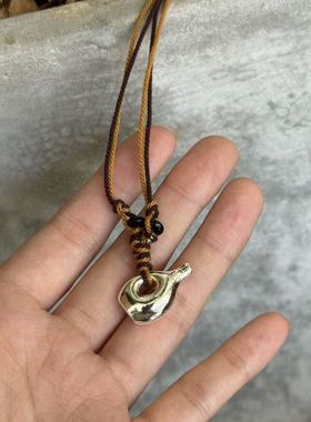 手工编织双绳游牧风雕刻酒壶吊坠项链女可调节长款毛衣链女