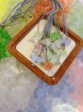 天然猫眼玉髓葫芦20mm左右吊坠粉紫色宝葫芦挂件女款轻奢小众时尚