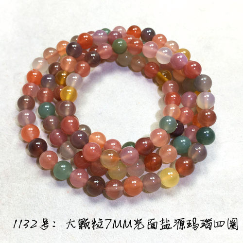 捡漏天然水晶手链碧玺石榴石海蓝宝紫晶绿幽灵拉长石粉草莓晶 - 图0