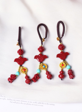 高含量天然朱砂紫金砂包挂手机挂钥匙扣男女 元宝貔貅无事牌福牌