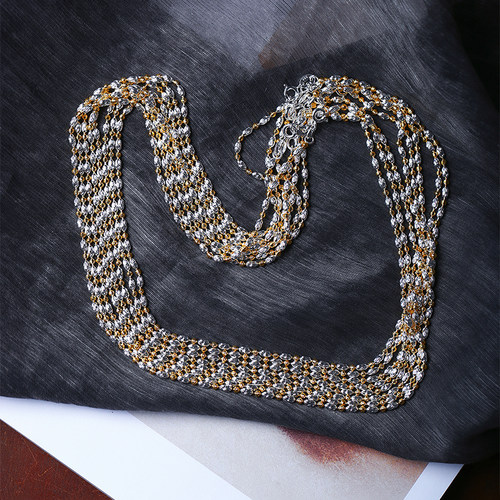 纯银车珠隔珠款项链 男女款简约时尚足银锁骨链项链饰品 - 图2