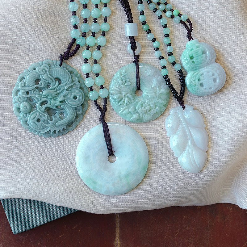 同行直播间清货 天然A货翡翠项链手工雕刻龙牌牡丹花平安扣,淘宝优惠券,粉丝福利购,淘宝优惠卷