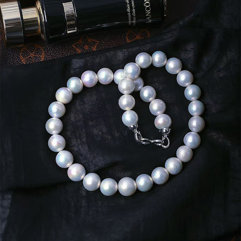 天然淡水白珍珠项链 女款正品珍珠近圆颈链妈妈项链珠光好饰品,淘宝优惠券,粉丝福利购,淘宝优惠卷