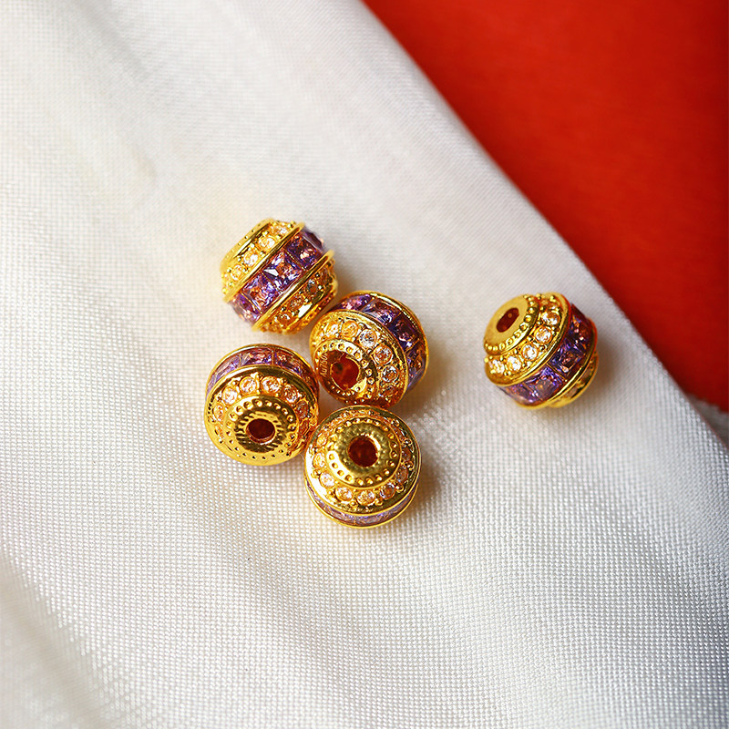 18K金镶嵌玉石锆石隔珠散珠配件 女款diy手链串珠材料配饰饰品,淘宝优惠券,粉丝福利购,淘宝优惠卷