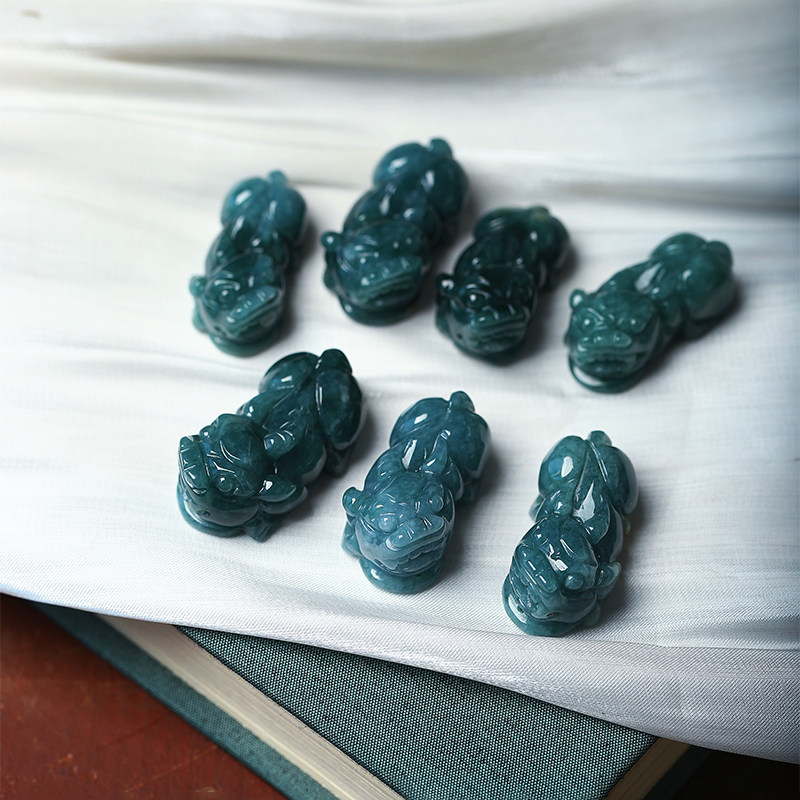 天然A货翡翠危料蓝水料雕刻貔貅款吊坠 男女翡翠貔貅招财挂坠饰品,淘宝优惠券,粉丝福利购,淘宝优惠卷