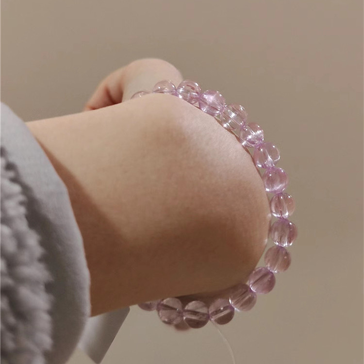 天然冰体拉丝猫眼料紫锂辉圆珠手链 女款紫色系水晶饰品礼物,淘宝优惠券,粉丝福利购,淘宝优惠卷