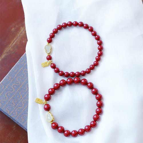 精品朱砂 天然原矿精品紫金砂原创款手链 男女款朱砂本命年饰品 - 图2