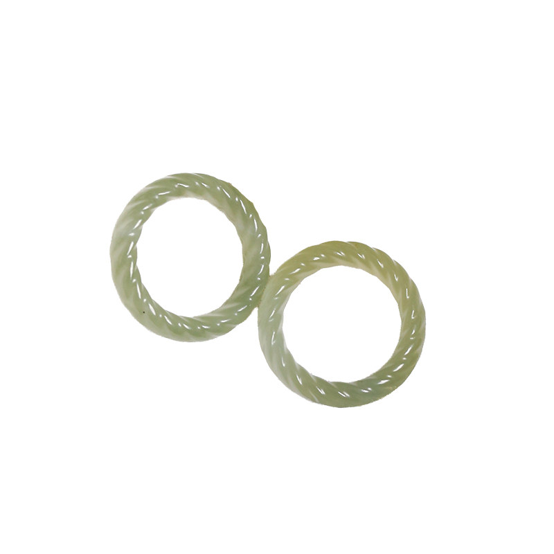 Natural Hetian jade Qinghai material sapphire carved twist ring ring women's jade ring finger jewelry