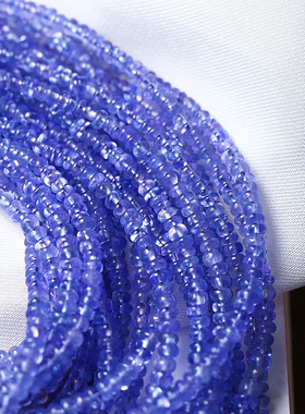 精品彩宝 天然彩宝坦桑石素面盘珠款项链 女款宝石颈链锁骨链