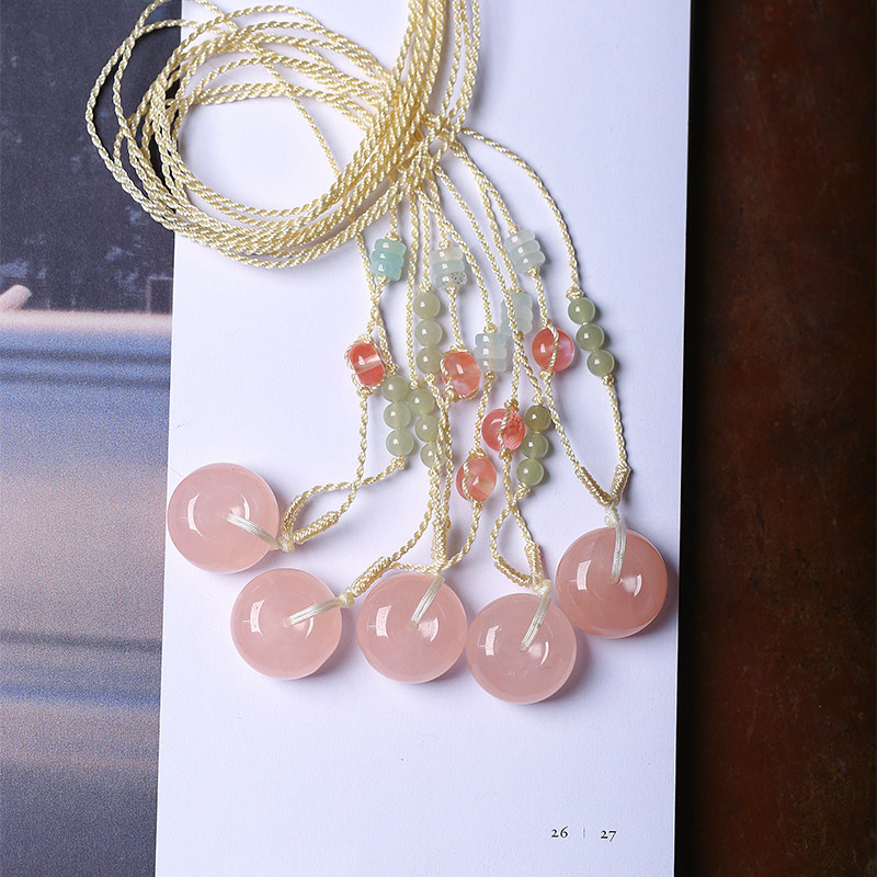 天然粉水晶平安扣款吊坠 女款芙蓉石粉晶桃花粉色平安扣挂坠饰品,淘宝优惠券,粉丝福利购,淘宝优惠卷