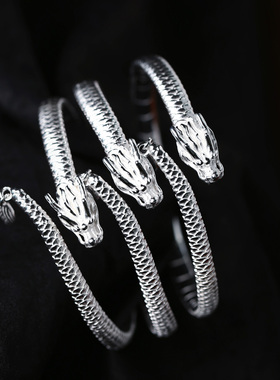 999足银神龙摆尾款手镯