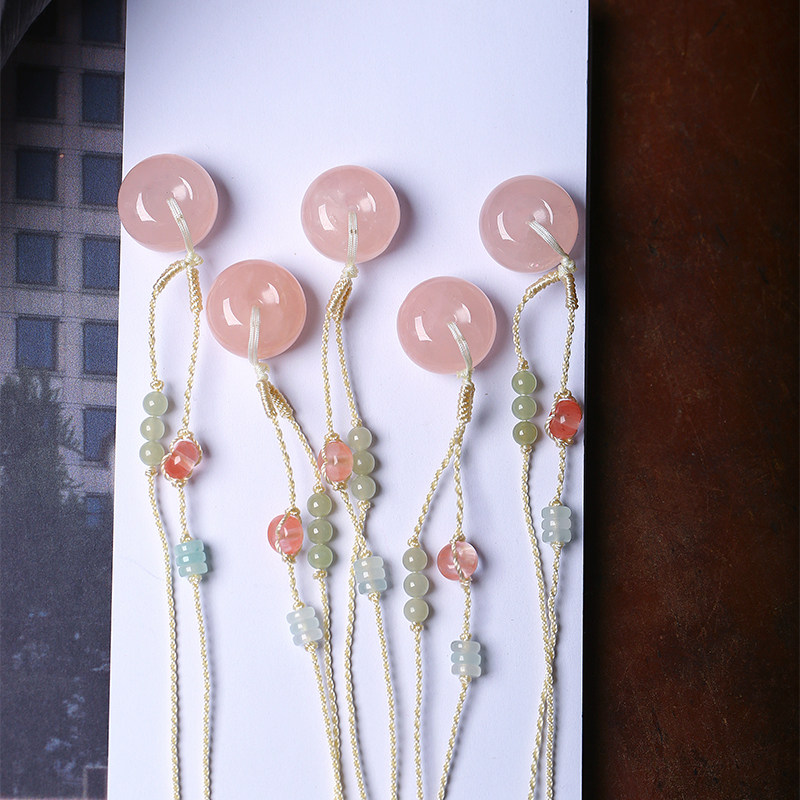 天然粉水晶平安扣款吊坠 女款芙蓉石粉晶桃花粉色平安扣挂坠饰品,淘宝优惠券,粉丝福利购,淘宝优惠卷