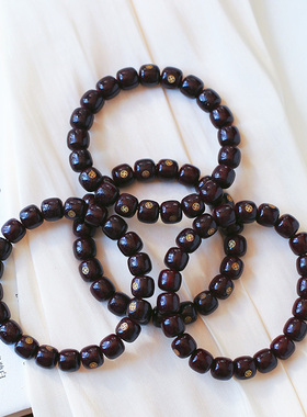 朱砂供星月菩提子挫铜老型珠手链