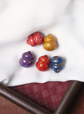 非遗传承技艺手工大漆带螺钿小葫芦吊坠配件 男女款文玩大漆饰品