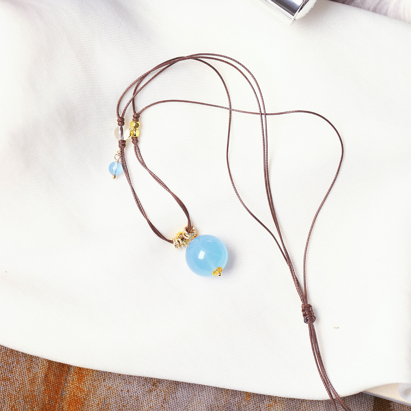 天然水晶海蓝宝单珠皮绳项链锁骨链可调节款吊坠 女款锁骨链挂坠,淘宝优惠券,粉丝福利购,淘宝优惠卷