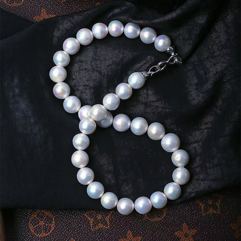 天然淡水白珍珠项链 女款正品珍珠近圆颈链妈妈项链珠光好饰品,淘宝优惠券,粉丝福利购,淘宝优惠卷