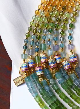 碧玺项链糖果色原创搭配项链