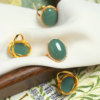 High-quality natural Russian jasper duck egg green ring surface sterling silver inlaid ring ring ring men and women jade ring