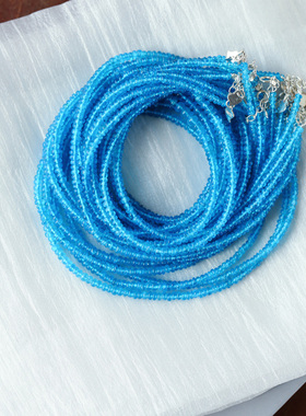 天然蓝磷灰石随形盘珠项链