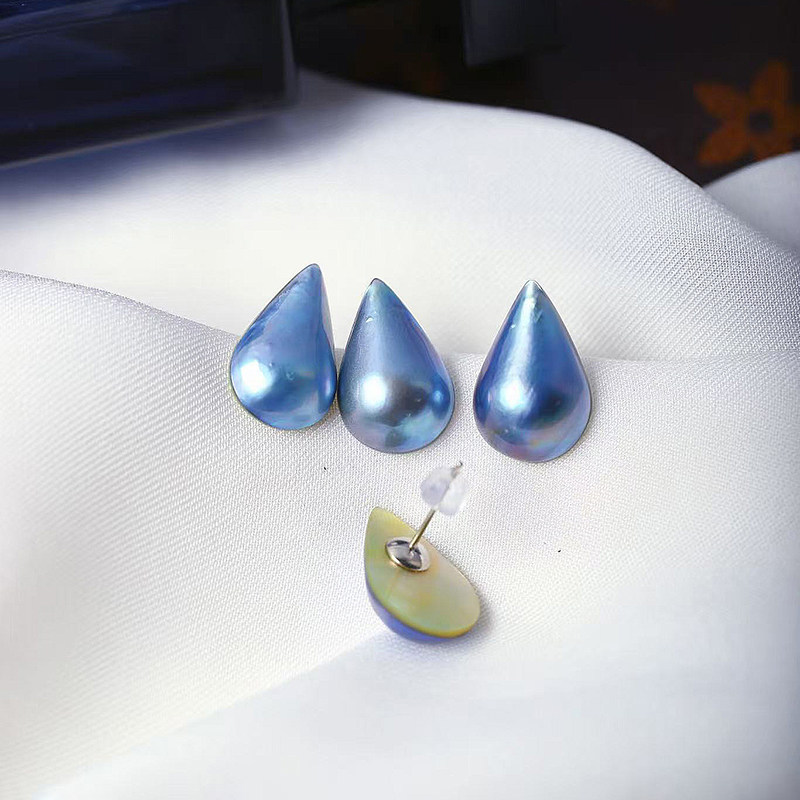 天然海水马贝纯银镶嵌水滴款耳钉 女款高端珍珠耳饰饰品礼物,淘宝优惠券,粉丝福利购,淘宝优惠卷