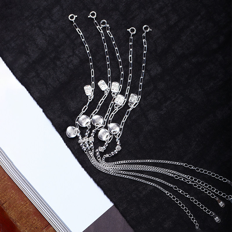 足银小福坠款手链  女款足银时尚手链饰品礼物 L,淘宝优惠券,粉丝福利购,淘宝优惠卷
