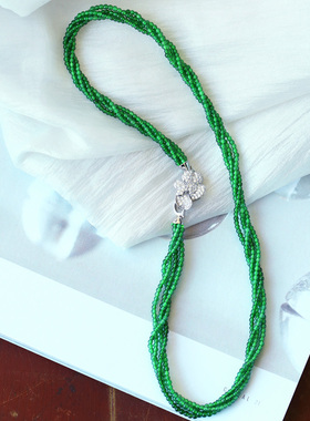 翡翠危料帝王绿多股编织款项链