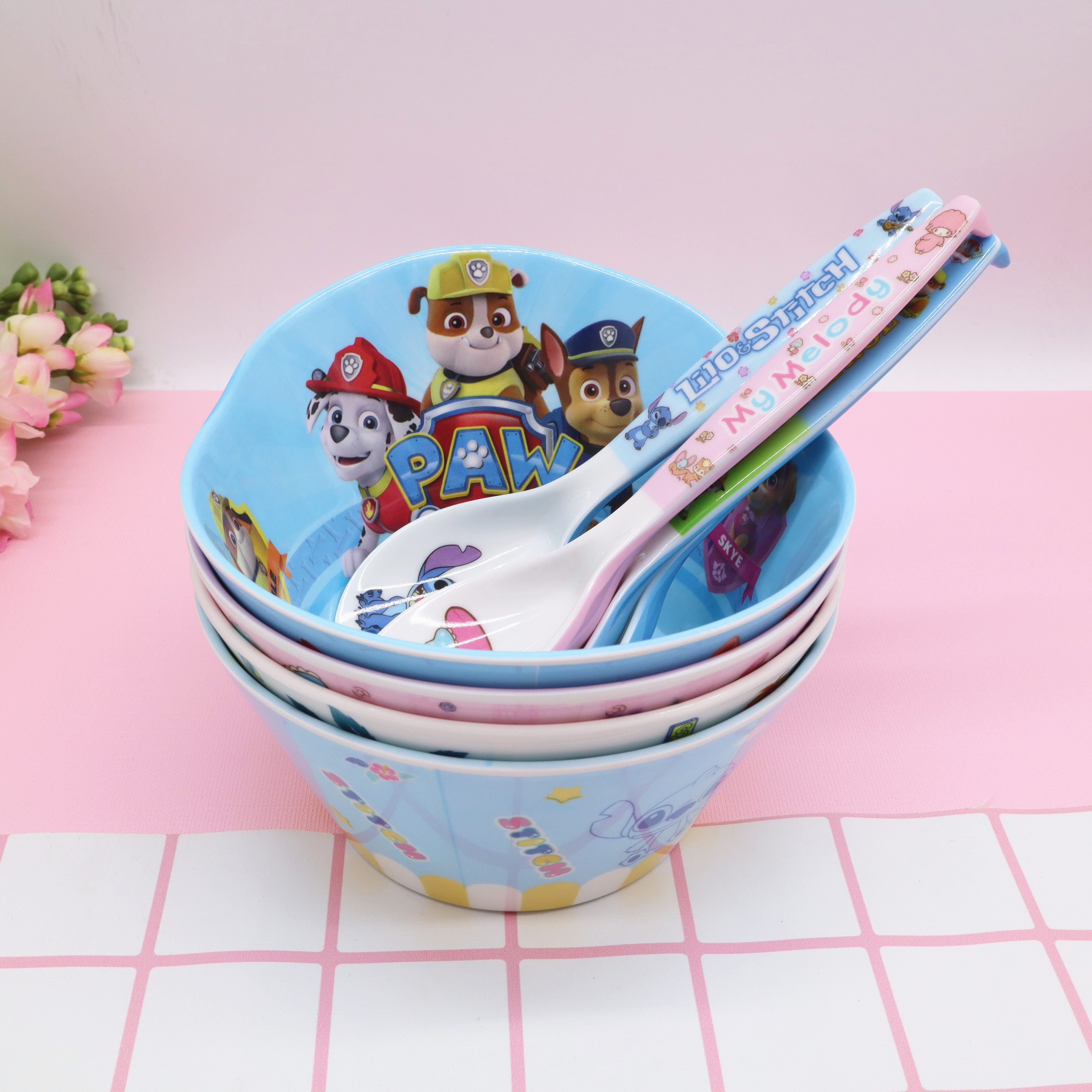 特价卡通儿童碗密胺仿陶瓷防摔家用汤碗塑料碗创意宝宝可爱吃饭碗